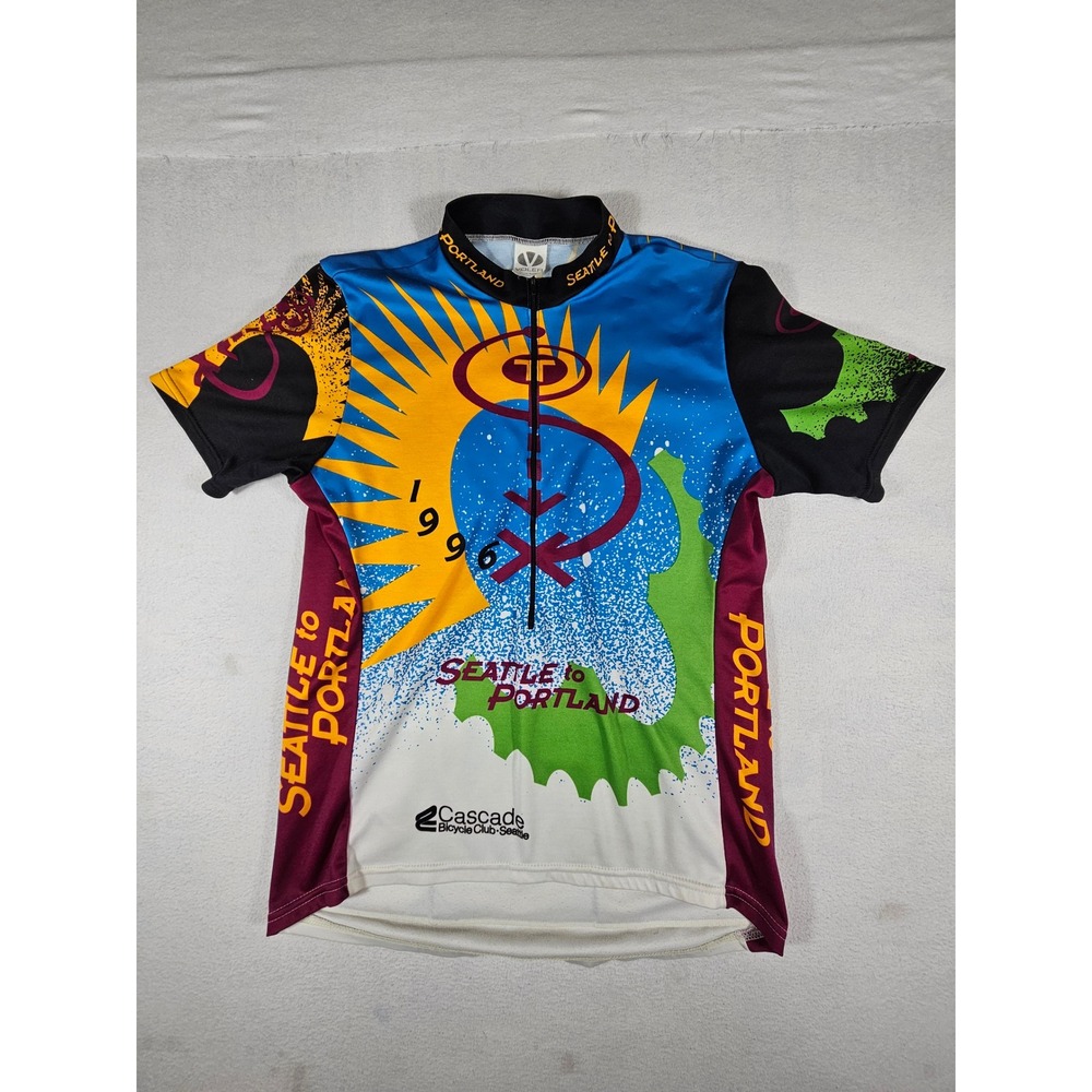 Vintage 1996 Voler Seattle to Portland STP Cycling Jersey Mens Large Multi-Color
